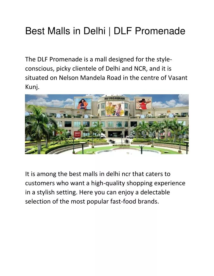 best malls in delhi dlf promenade