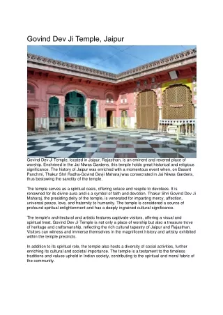 2. Govind Dev Ji Temple, Jaipur