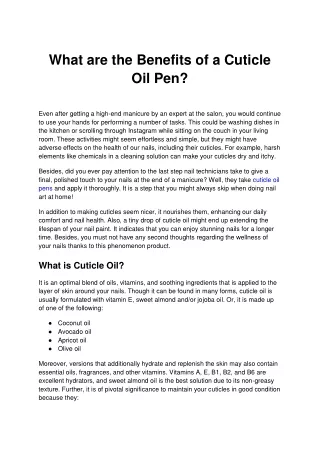 What are the Benefits of Cuticle Oil Pen