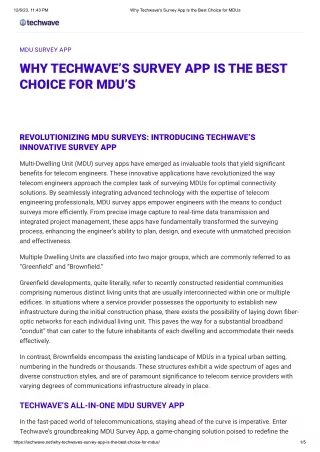 Why Techwave's Survey App Is the Best Choice for MDUs