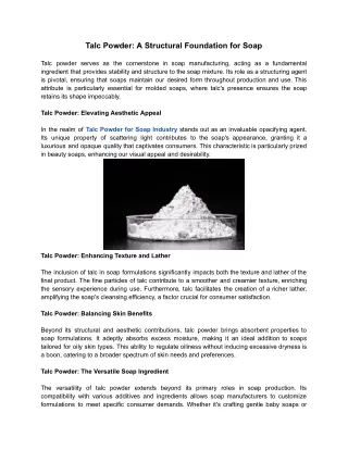 Talc Powder_ A Structural Foundation for Soap