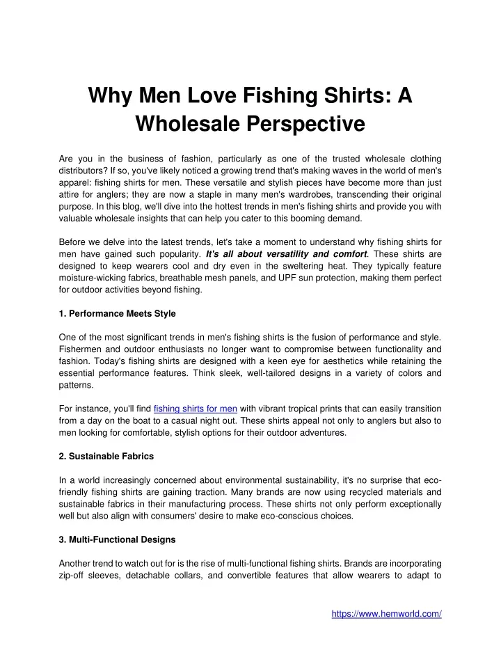 why men love fishing shirts a wholesale