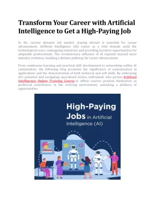 transform your career with artificial