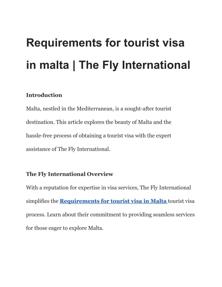 requirements for tourist visa