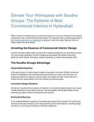 Elevate Your Workspace with Soudha Groups_ The Epitome of Best Commercial Interiors in Hyderabad