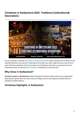 Christmas in Switzerland 2023 TraditionsCelebrations Decorations