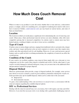 How Much Does Couch Removal Cost
