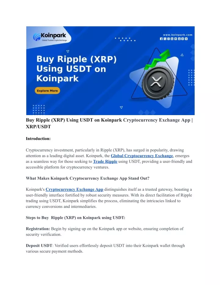 buy ripple xrp using usdt on koinpark