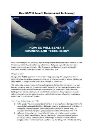 how 5g will benefit business and technology