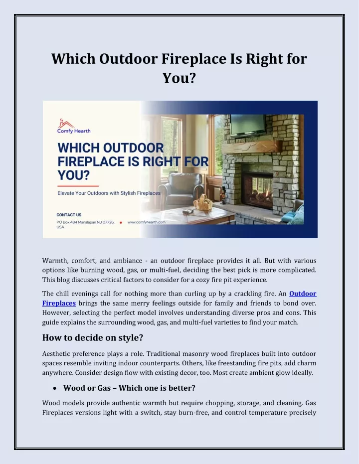 which outdoor fireplace is right for you