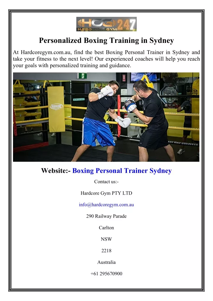 personalized boxing training in sydney