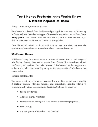 top 5 honey products in the world know different