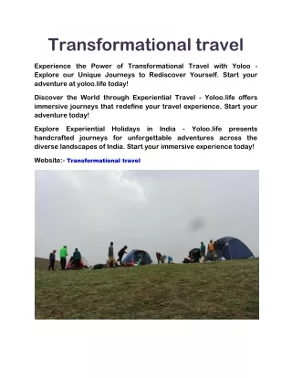 Transformational travel