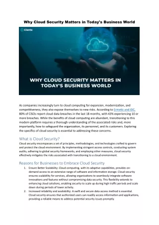 why cloud security matters in today s business