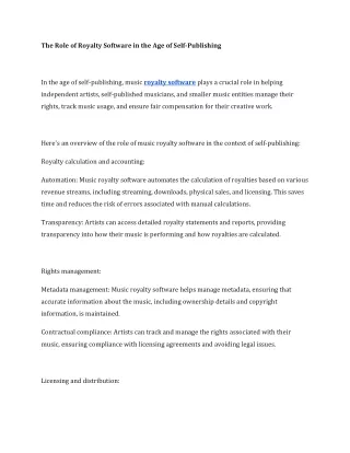 the role of royalty software in the age of self