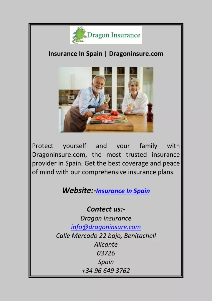 insurance in spain dragoninsure com