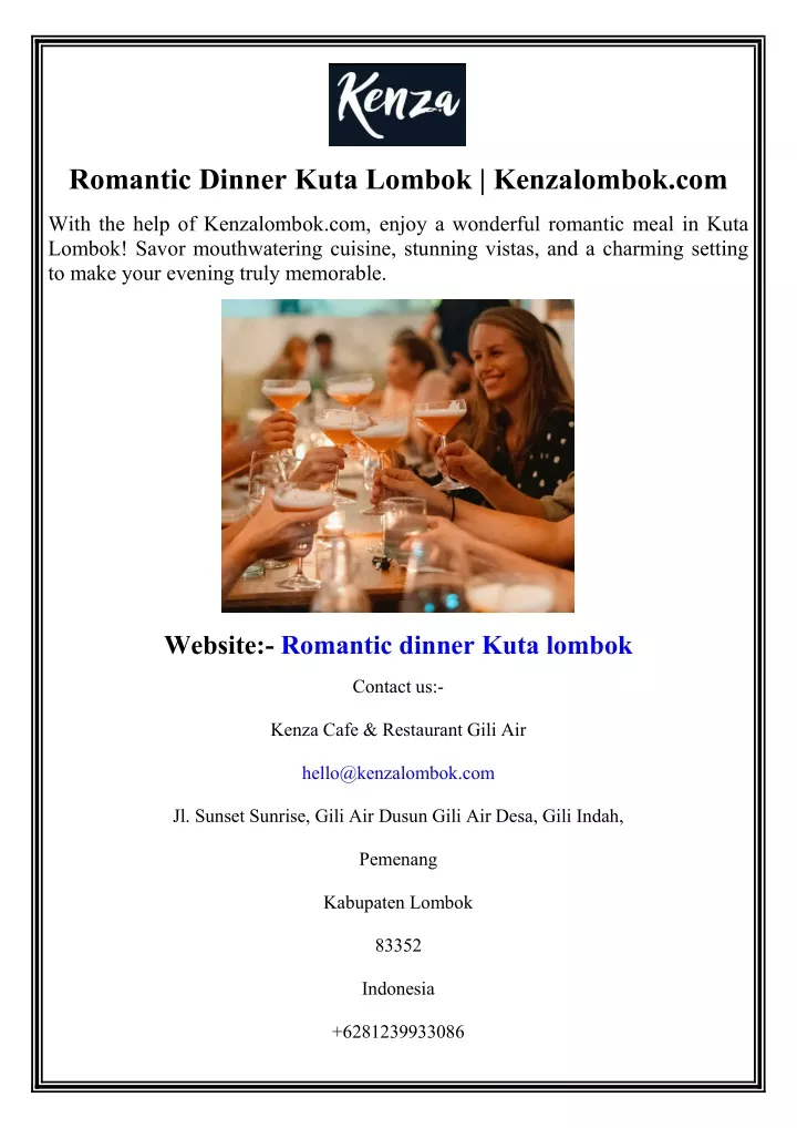 romantic dinner kuta lombok kenzalombok com