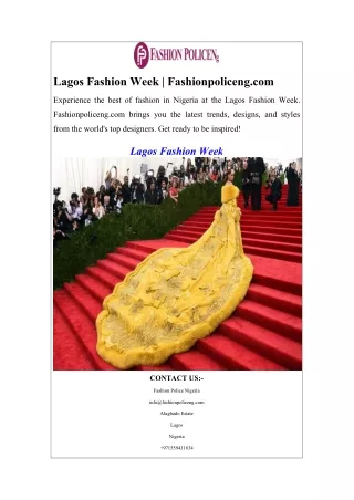 Lagos Fashion Week  Fashionpoliceng.com