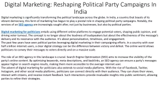 Digital Marketing Reshaping Political Party Campaigns In India
