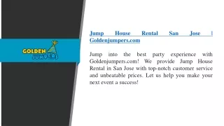 Jump House Rental San Jose  Goldenjumpers.com