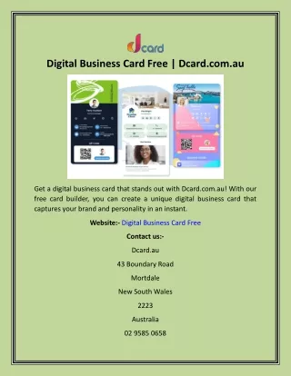 Digital Business Card Free  Dcard.com