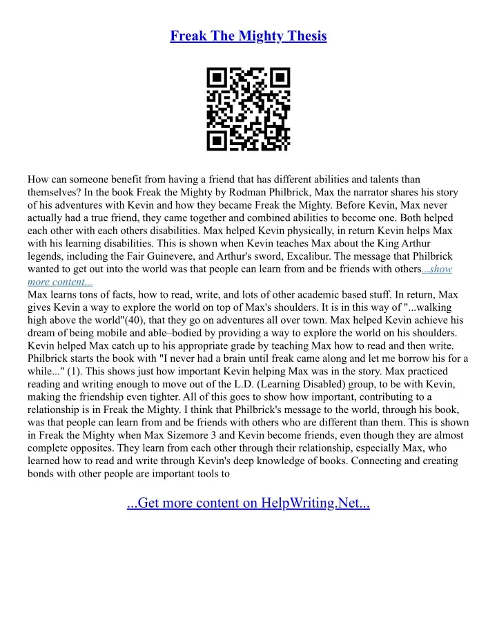 PPT - Freak The Mighty Essay PowerPoint Presentation, free download ...
