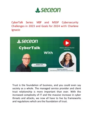 MSP and MSSP Cybersecurity Challenges in 2023 and Goals for 2024 with Charlene Ignacio