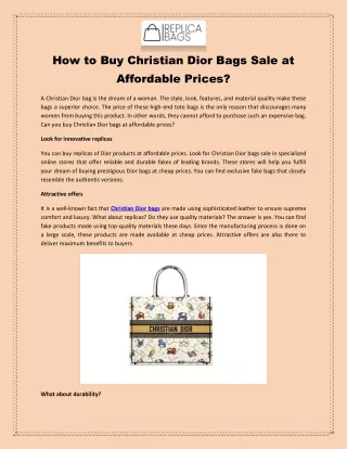 How to Buy Christian Dior Bags Sale at Affordable Prices