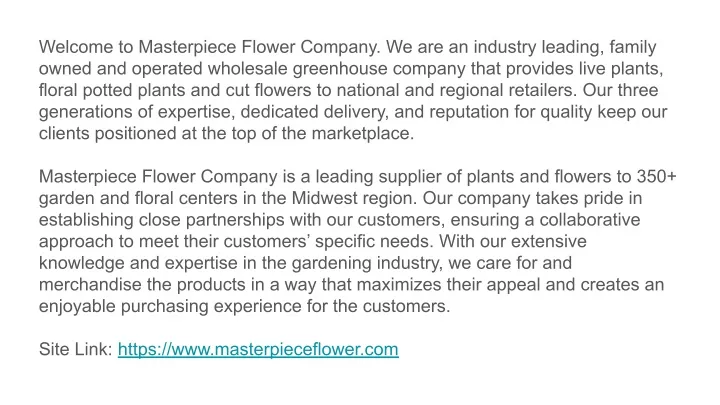 welcome to masterpiece flower company