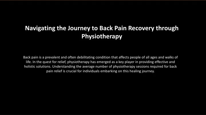 navigating the journey to back pain recovery
