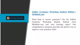 Sadlier Grammar Workshop Student Edition  Mehthab.com