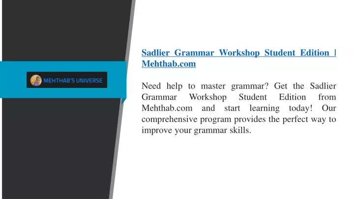 sadlier grammar workshop student edition mehthab