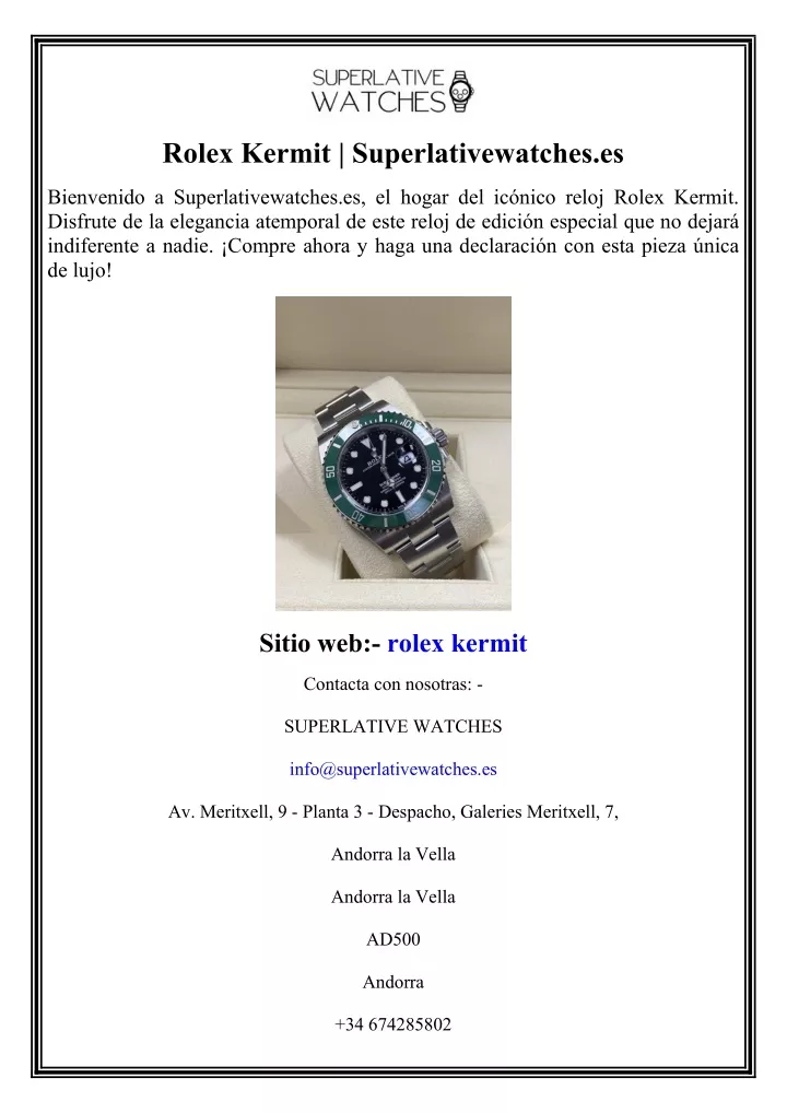 rolex kermit superlativewatches es