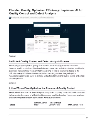 Elevated Quality Optimized Efficiency - Implement AI for Quality Control and Defect Analysis