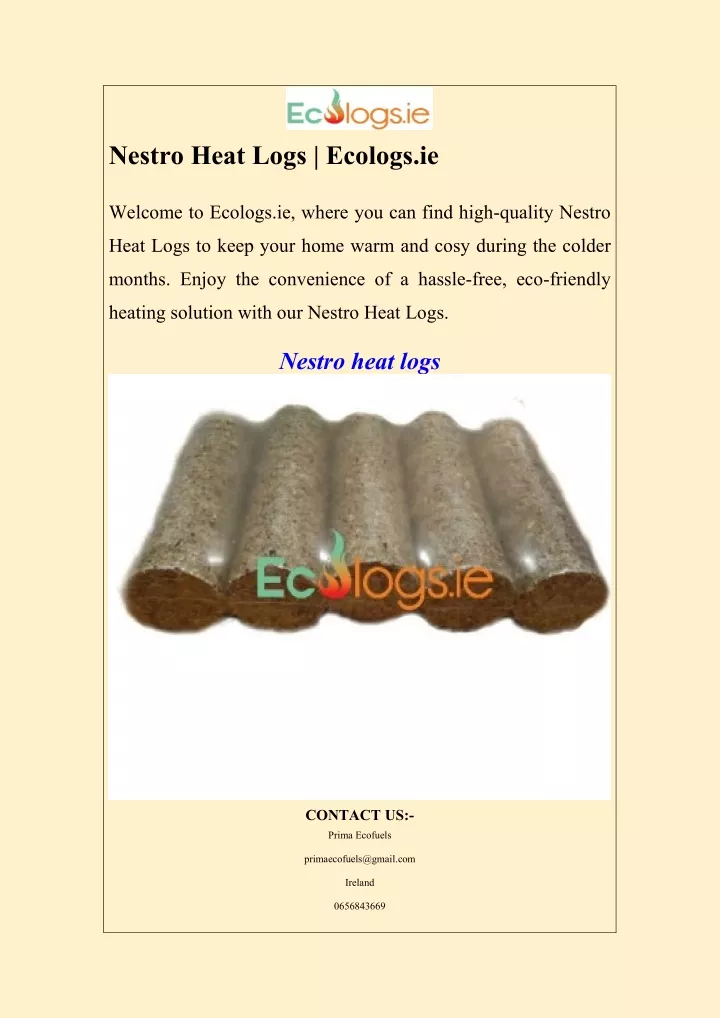 nestro heat logs ecologs ie