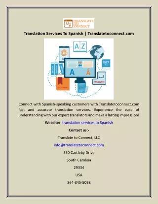 Translation Services To Spanish  Translatetoconnect