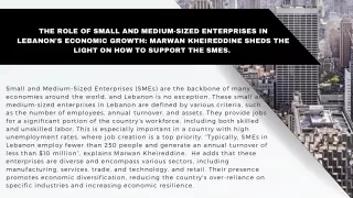 Marwan Kheireddine sheds the light on how to support the SMEs