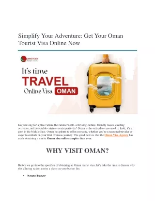 Simplify Your Adventure Get Your Oman Tourist Visa Online Now