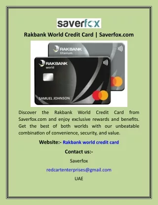 Rakbank World Credit Card  Saverfox