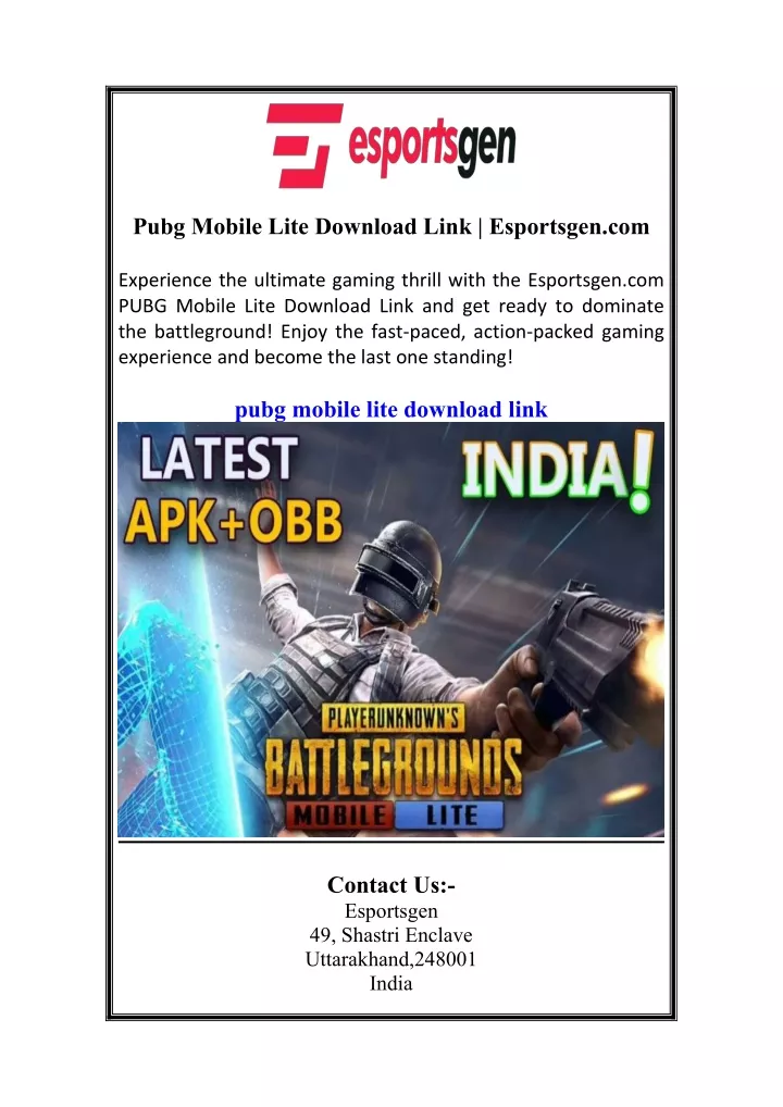 pubg mobile lite download link esportsgen com