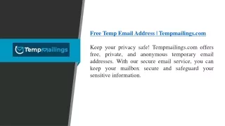Free Temp Email Address  Tempmailings.com