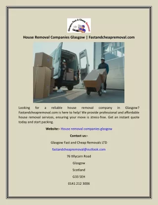 House Removal Companies Glasgow  Fastandcheapremoval