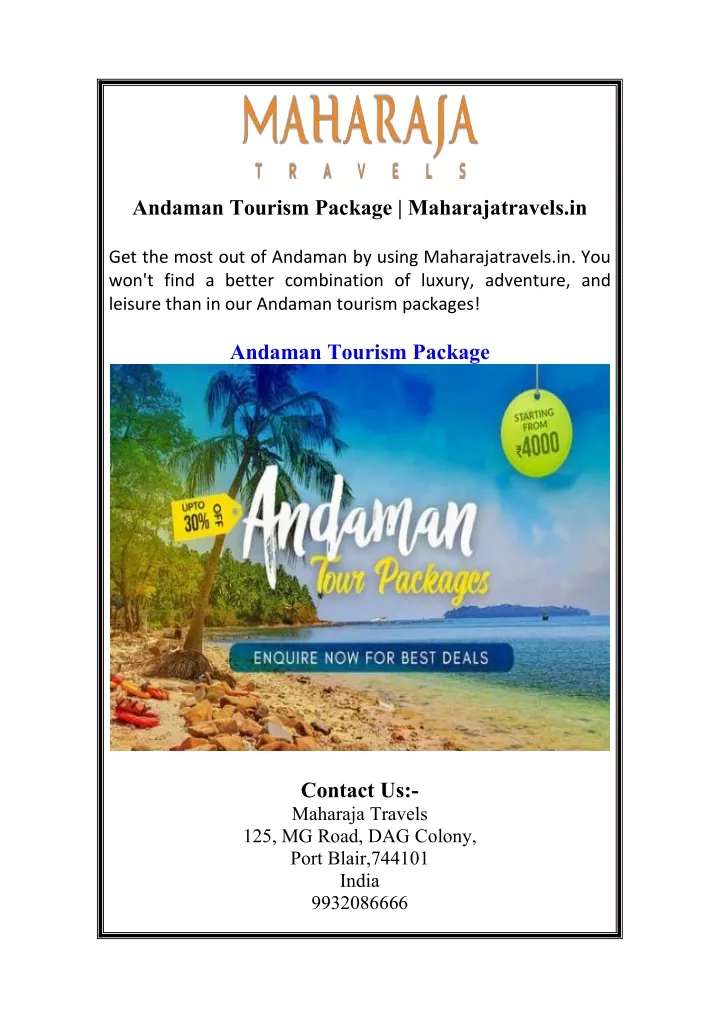 andaman tourism package maharajatravels in