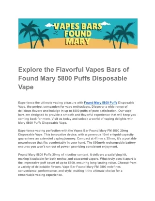 vapes bars found mary 5800