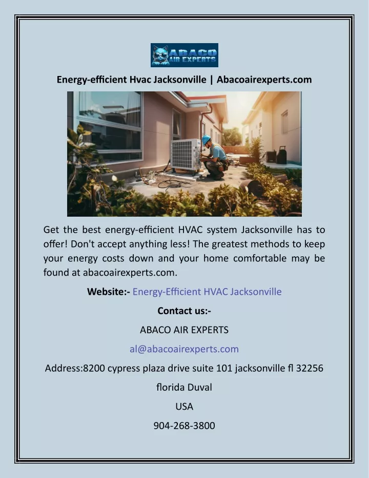 energy efficient hvac jacksonville