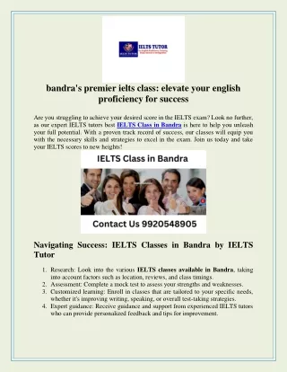 Bandra's Premier IELTS Class Elevate Your English Proficiency for Success