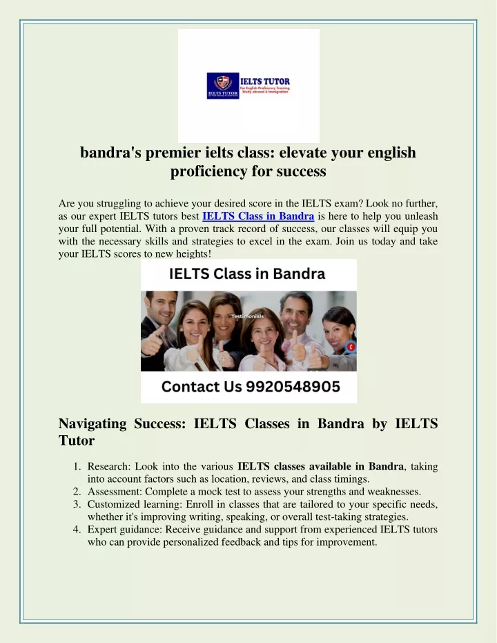 bandra s premier ielts class elevate your english