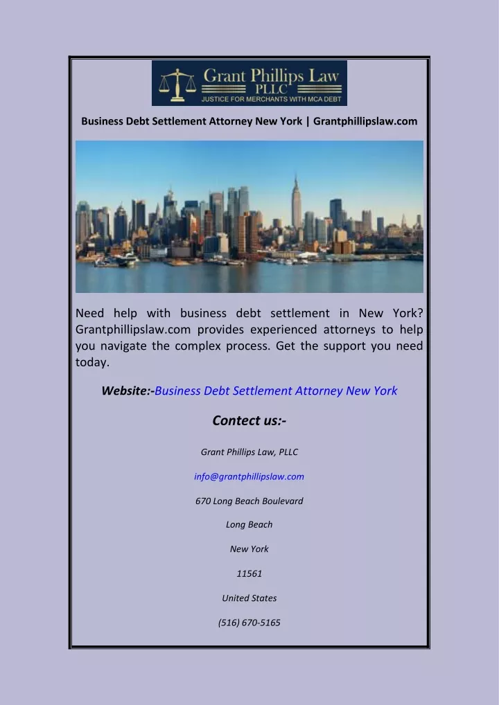 business debt settlement attorney new york