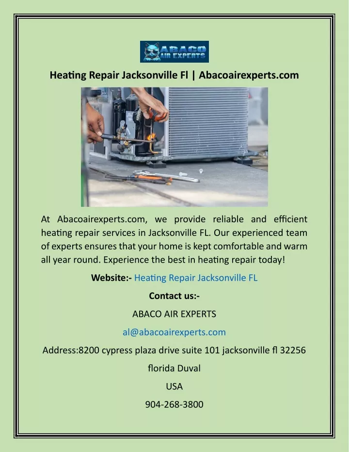 heating repair jacksonville fl abacoairexperts com