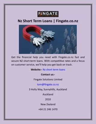 Nz Short Term Loans  Fingate.co.nz